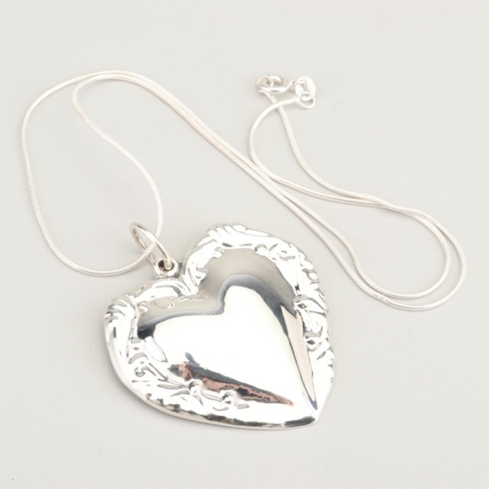 Taxco Sterling Silver Heart Pendant Necklace